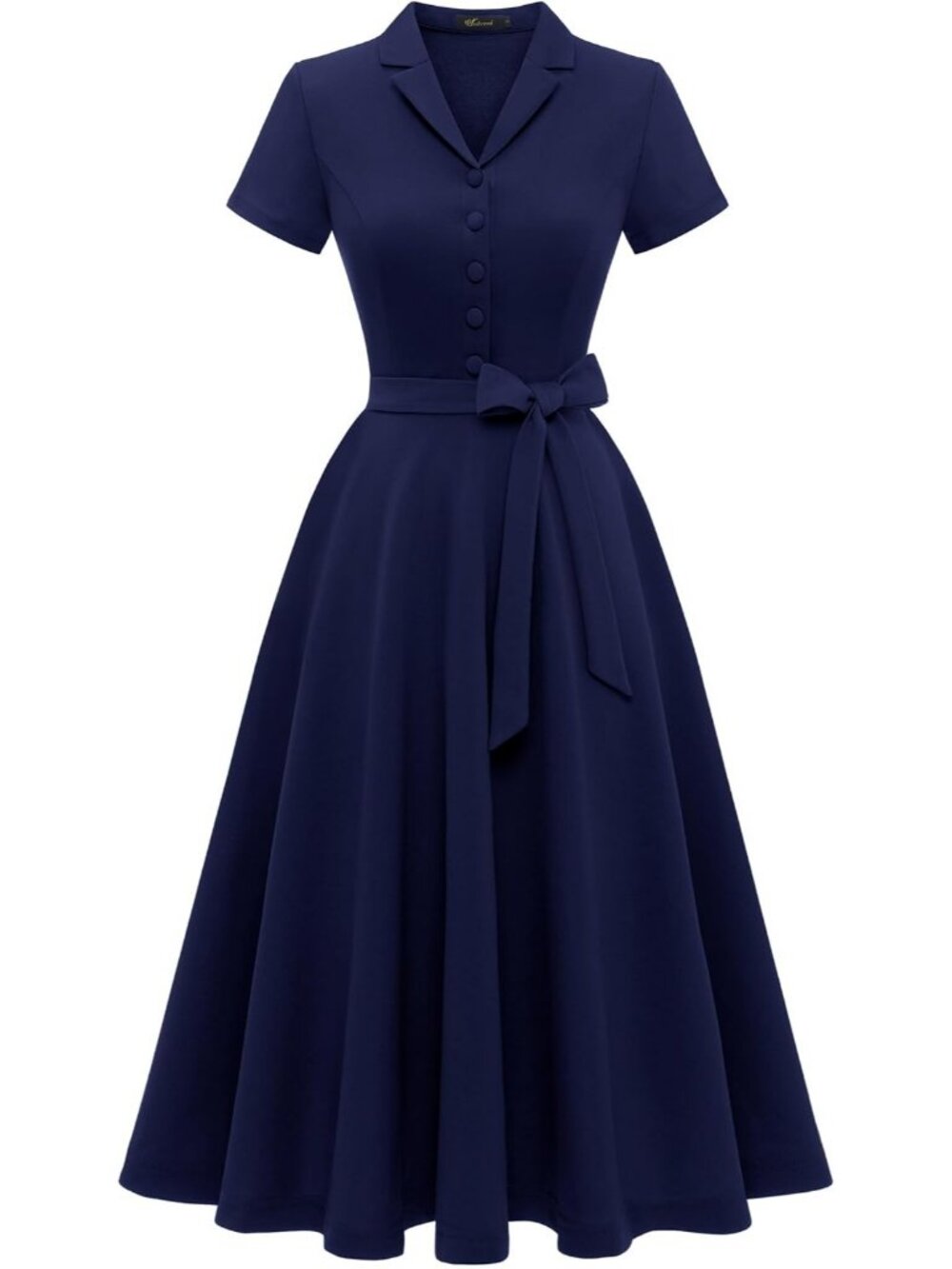 Wedtrend Women's Short Sleeve Cocktail Party Work Church Dress - Navy